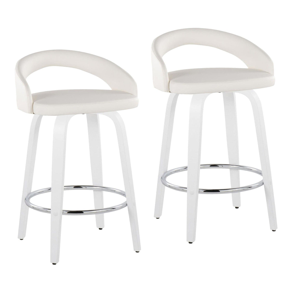 Cinch - Contemporary Fixed-Height Swivel Counter Stool (Set of 2) - White Wood Frame
