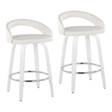 Cinch - Contemporary Fixed-Height Swivel Counter Stool (Set of 2) - White Wood Frame