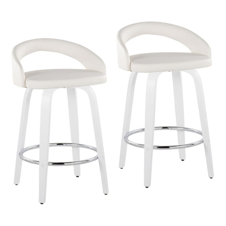 Cinch - Contemporary Fixed-Height Swivel Counter Stool (Set of 2) - White Wood Frame