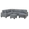 Sectional With Left Arm Facing Loveseat With USB Port With Cocktail Ottoman