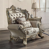 Danae - Chair With 2 Pillows - Fabric, Champagne & Gold