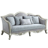 Qunsia - Sofa With 5 Pillows - Light Gray Linen & Champagne