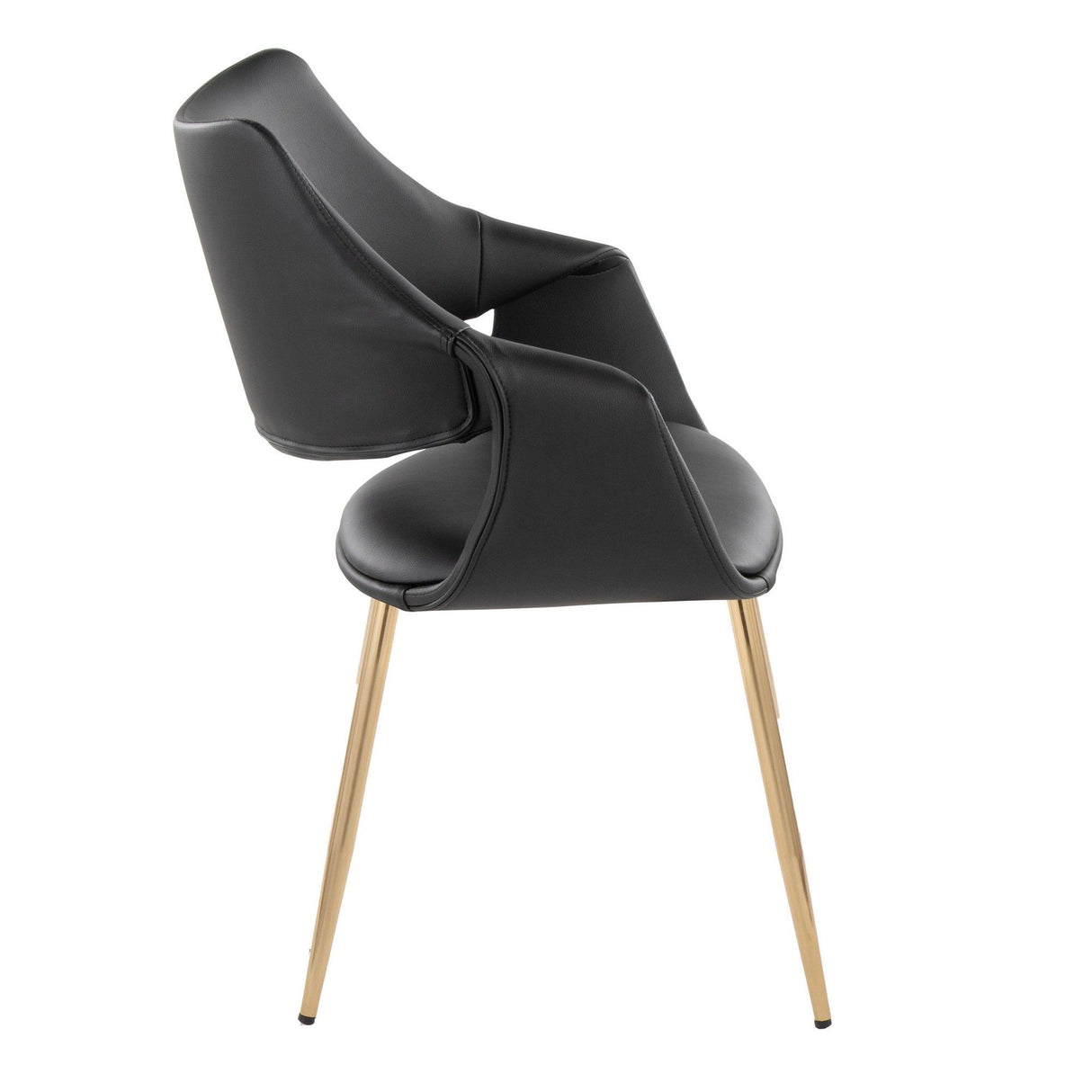 Curvo - High Back Upholstered Chair (Set of 2) - Gold Metal Legs