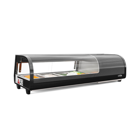 46 in. Glass Sushi Countertop Display Refrigerator with 4 Stainless Steel Trays in Black (KM-SR46-BK)