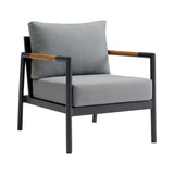 Crown - Aluminum And Teak Wood Outdoor Chair - Black / Dark Gray