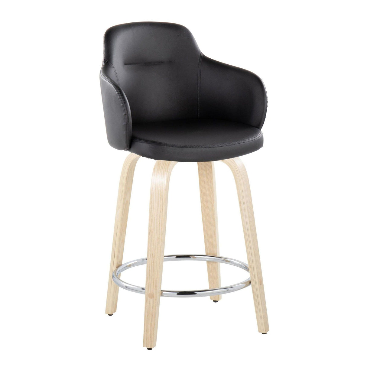 Boyne - 24" Fixed-Height Faux Leather Counter Stool (Set of 2) - Black