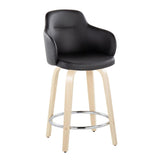 Boyne - 24" Fixed-Height Faux Leather Counter Stool (Set of 2) - Black