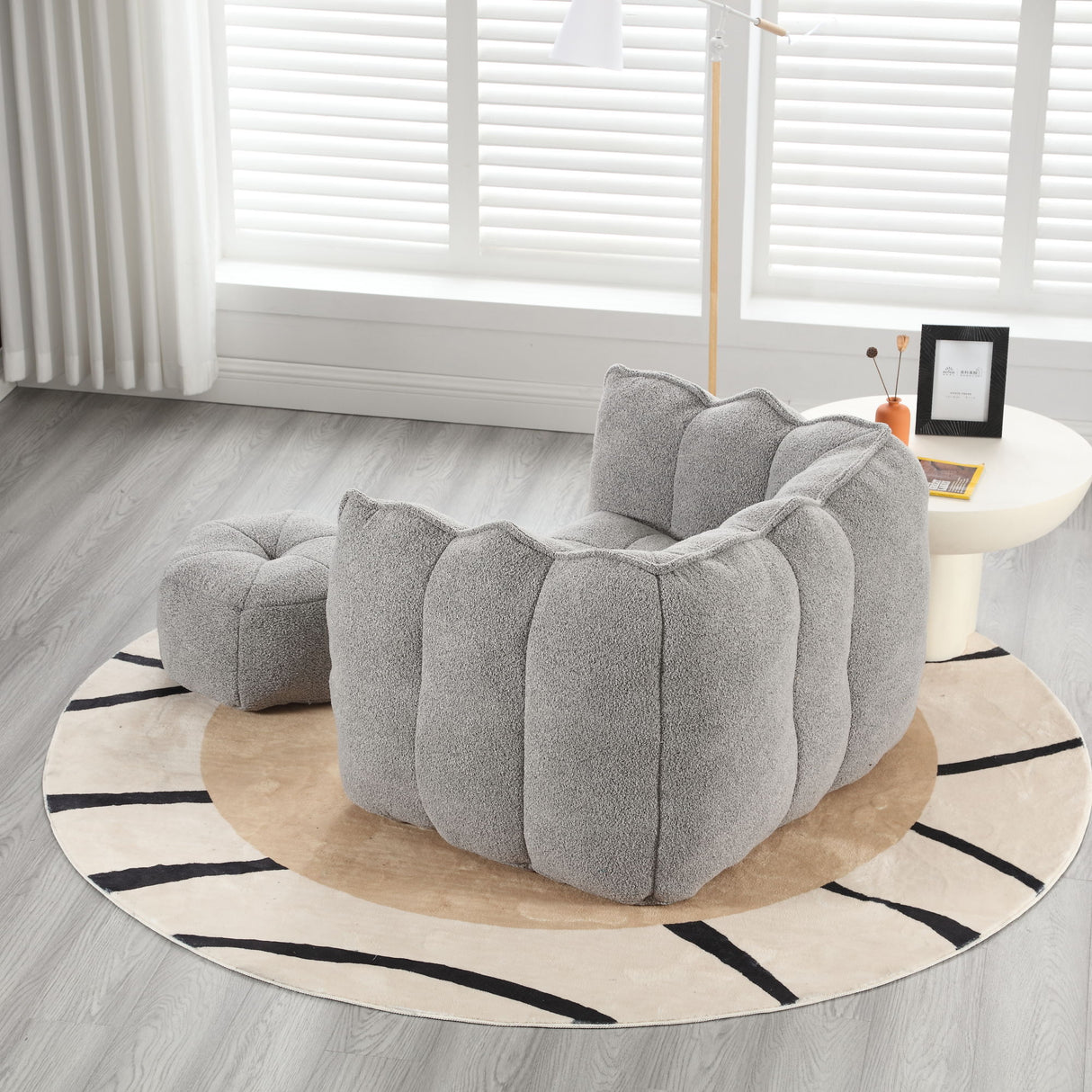 Soft Chenille Bean Bag Chair With High Resilient Foam