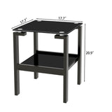 Tempered Glass End Table With 2 Layer, Small Side Table For Living Room