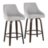 Hannah - 26" Fixed-Height Counter Stool With Swivel And Round Black Metal Footrest (Set of 2) - Walnut Glazed Wood