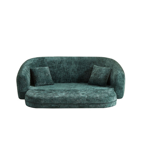 Curved Convertible Sofa, 2 In 1 Fold Out Bed With Pull Out Base And Deep Seat