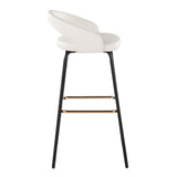 Grotto - Upholstered Fixed-Height Barstool - Black Metal