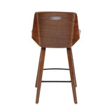 Corazza - Mid-Century Modern Counter Stool - Walnut Wood And Light Gray Fabric