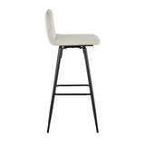 Casper - Contemporary Fixed-Height Barstool (Set of 2) - Black Metal Frame