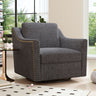 360 Degree Swivel Armchair, Skin Friendly Fabric, Ergonomic Design, Brass Nail Decorative Armchair