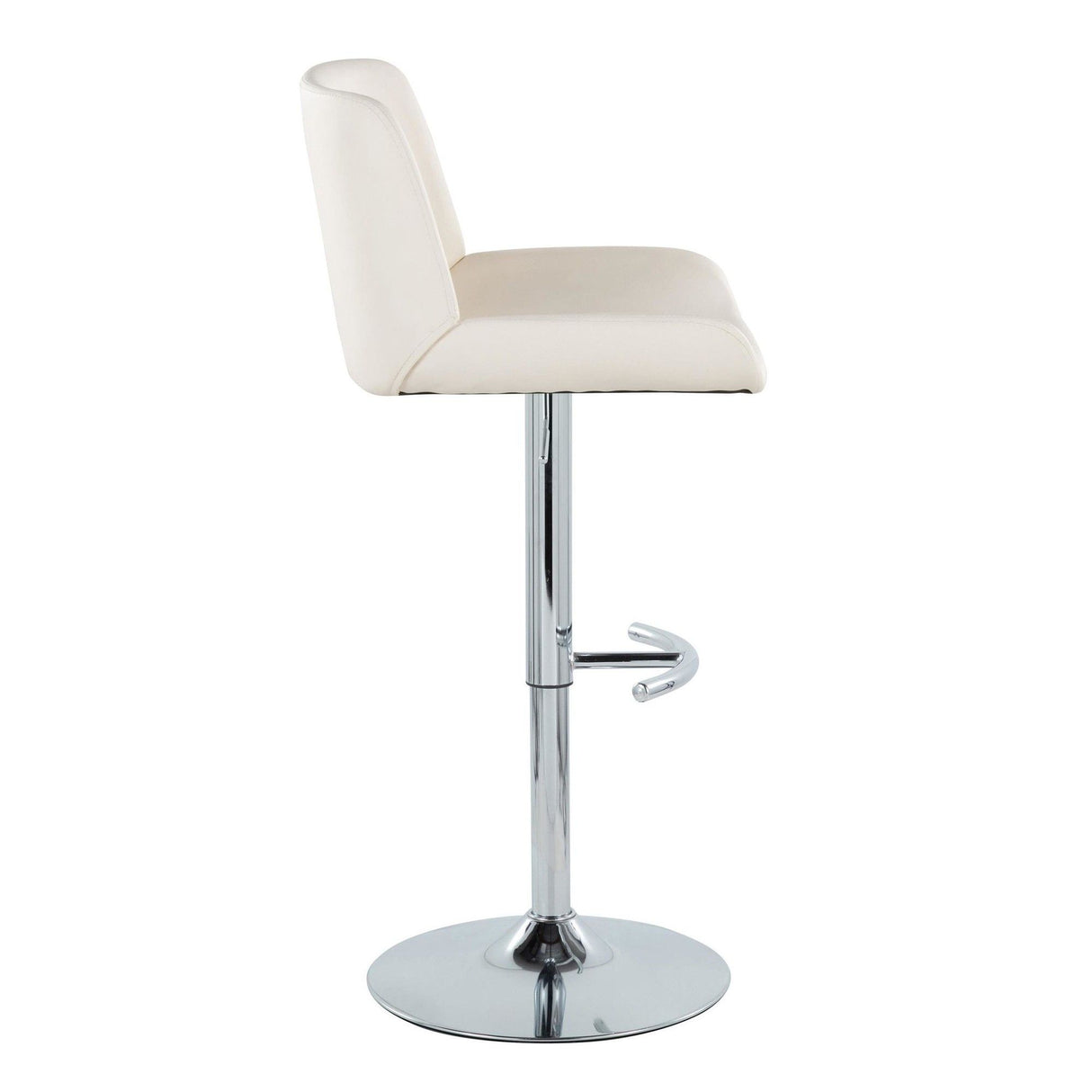 Santi - Upholstered Adjustable Barstool With Swivel And Rounded T Footrest (Set of 2) - Chrome Metal