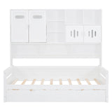 Daybed With All-In-One Cabinet And Shelf