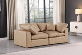 Comfy - Faux Leather Modular Sofa 2 Pieces - Tan