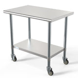 24" x 36" 18-Gauge 304 Stainless Steel Commercial Work Table with Casters, CT2436-18C.