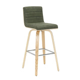 Vienna - 39.5" Swivel Bar Height Square Back Wood Bar Stool With Faux Leather Seat