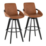 Cosmo - Fixed-Height Barstool (Set of 2) - Black Wood Base, Black Footrest