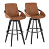Cosmo - Fixed-Height Barstool (Set of 2) - Black Wood Base, Black Footrest