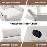 Modern Upholstered Rocker Nursery Chair Plush Seating Glider Swivel Recliner Chair