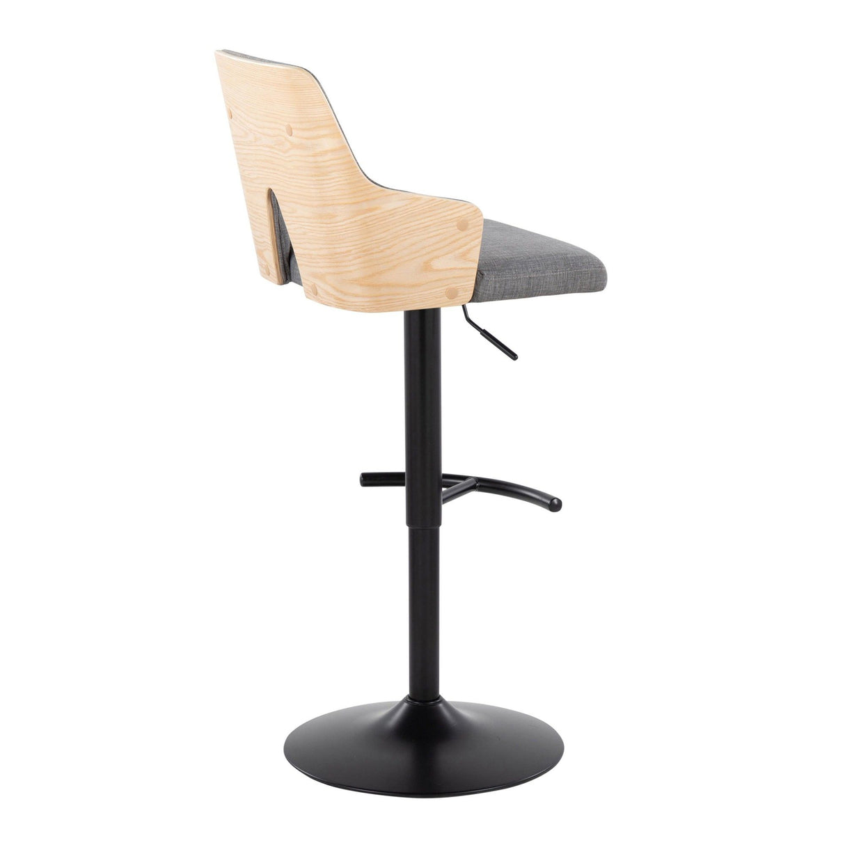 Stella - Adjustable Barstool (Set of 2) - Balck Base & Natural Backrest