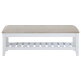 Bexhill - Upholstered Rectangular Bench With Shelf - White