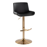 Santi - Upholstered Adjustable Barstool With Swivel And Rounded T Footrest (Set of 2) - Gold Metal