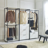 Fiona - Contemporary Wood And Metal Walk In Closet With Drawers
