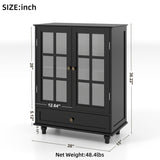 Minimalist Buffet Cabinet With Double Glass Doors And Drawer