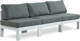 Nizuc - Outdoor Patio 3 Seat Armless Modular Sofa With White Frame