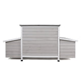 Large Chicken Coop Outdoor Hen House With 2 Sides Nesting Boxes - Gray / White Matte