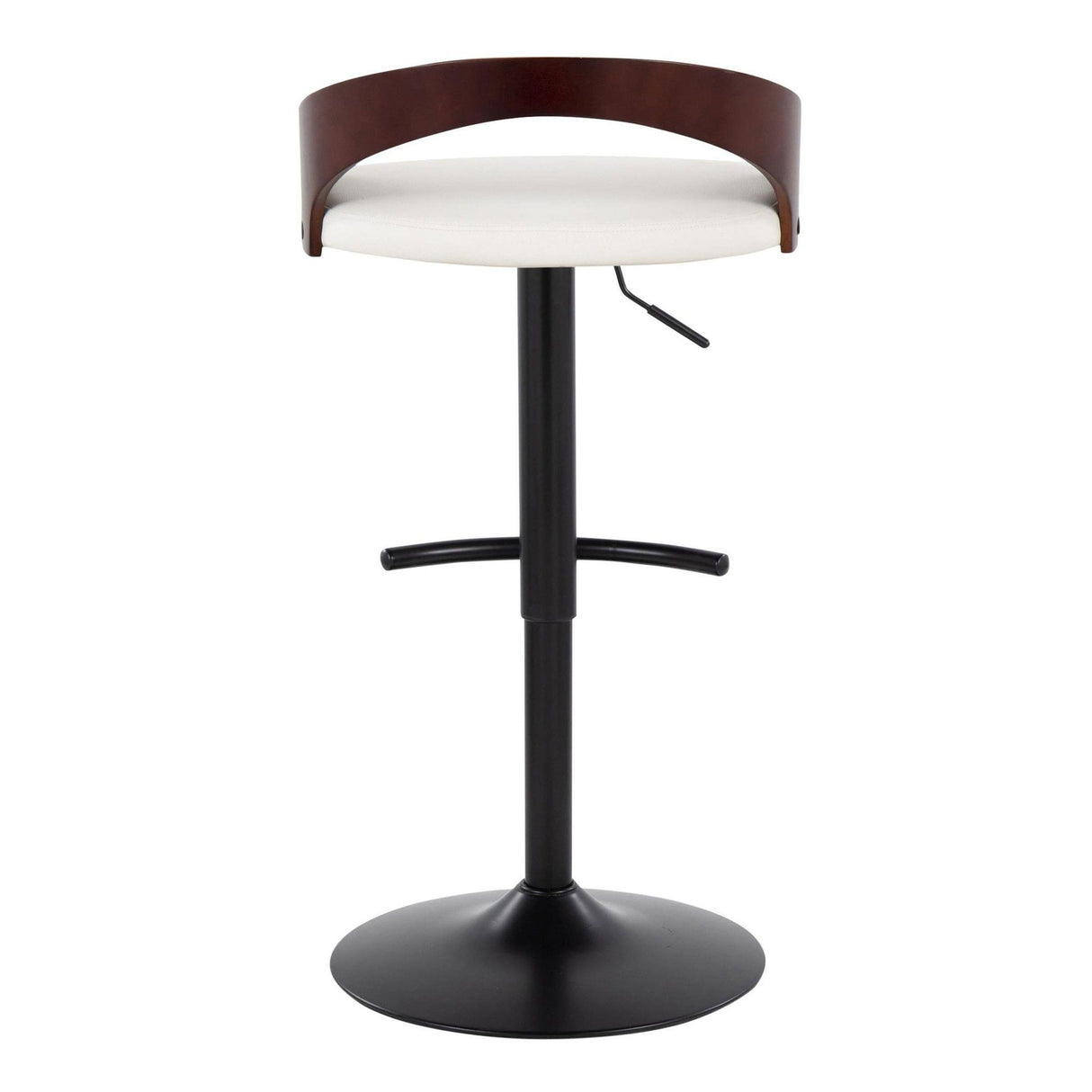 Grotto - Adjustable Barstool - Black Metal, Mahogany Wood