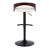 Grotto - Adjustable Barstool - Black Metal, Mahogany Wood