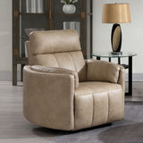 Elison - Motion Glider Recliner With Swivel - Dark Beige Polish Microfiber