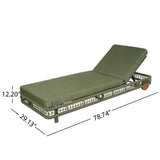 Outdoor Chaise Lounge With Wheels, 5 Position Adjustable Backrest