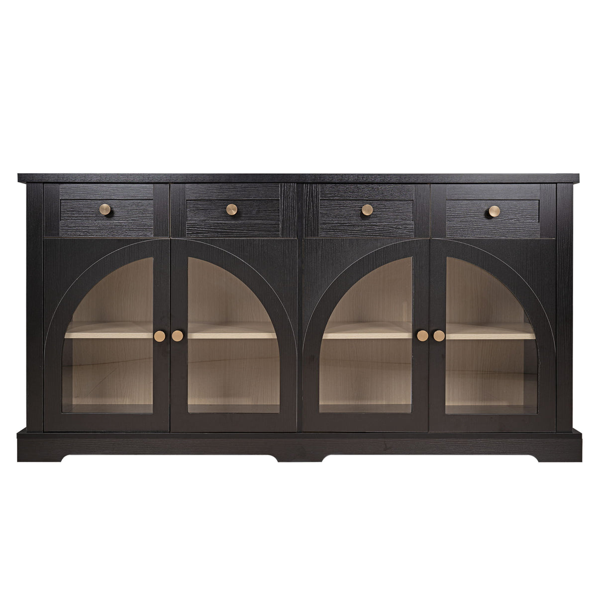 Sideboard Cabinet With 4 Drawers And 4 Arched Glass Doors