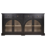 Sideboard Cabinet With 4 Drawers And 4 Arched Glass Doors