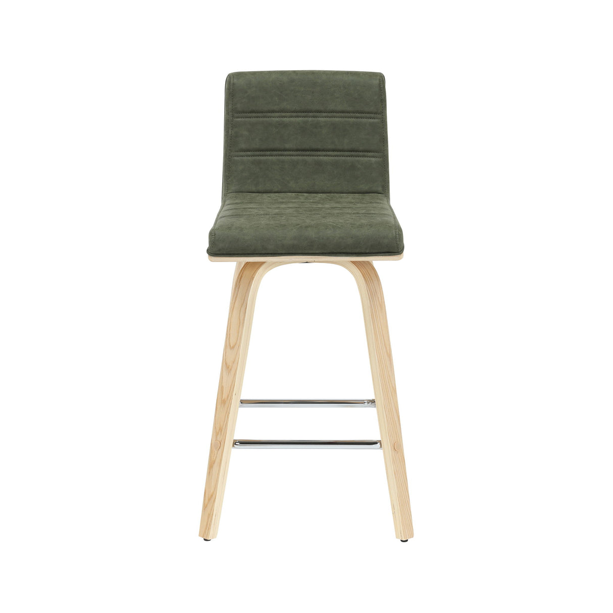 Vienna - 35.5" Swivel Counter Height Square Back Wood Bar Stool With Faux Leather Seat