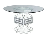 Noralie - 30" Dining Table - Clear Glass, Mirrored & Faux Diamonds