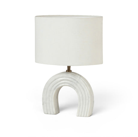 Lithos - Genuine Marble Base And Linen Textured Fabric Shade Table Lamp
