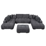 Chosen - Sectional Sofa With Toss Pillows With 2 Chaises With Ottoman - Gray