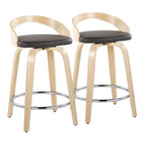 Grotto - Fixed-Height Swivel Counter Stool With Natural Wood (Set of 2)