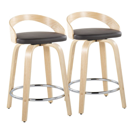 Grotto - Fixed-Height Swivel Counter Stool With Natural Wood (Set of 2)