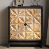 2 Door Accent Storage Cabinet With Diamond Handle - Black / Natural