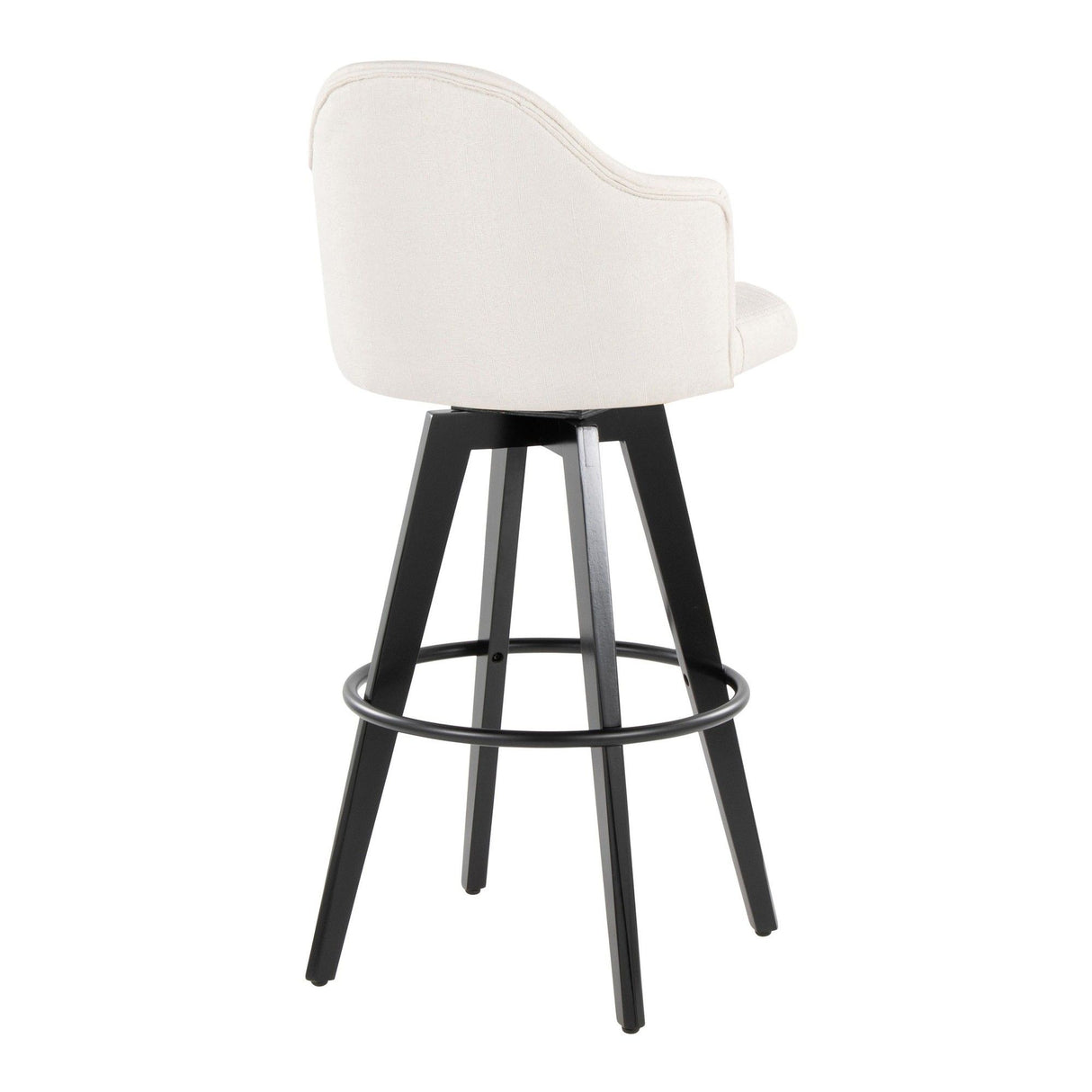 Ahoy - Upholstered Fixed-Height Barstool (Set of 2) - Black Base, Black Footrest