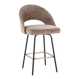 Renee - Upholstered Fixed-Height Counter Stool (Set of 2) - Black Metal