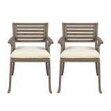 Helen - Outdoor Acacia Wood Dining Chair (Set of 2) - Gray / Creme